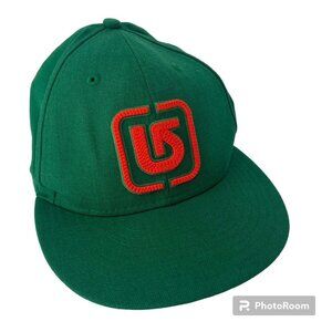 Burton New Era Fitted 7 1/4 Baseball Hat Green Cap Orange Outdoors‎